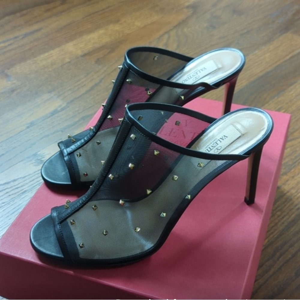 Valentino rockstud black mesh heel